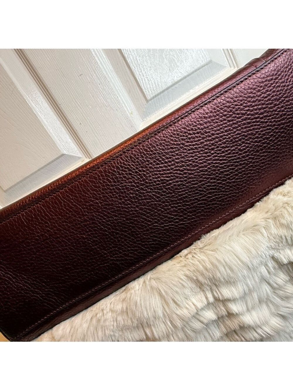 COACH MARLON PEBBLED LEATHER METALLIC WINE - Picture 11 of 16
